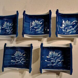 ARITA Ware Special Selection Bamboo-Shaped Chrysanthemum Bowls In Wood Box